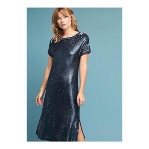 ANTHROPOLOGIE Moulinette Soeurs Navy Sequin Tunic Dress‎